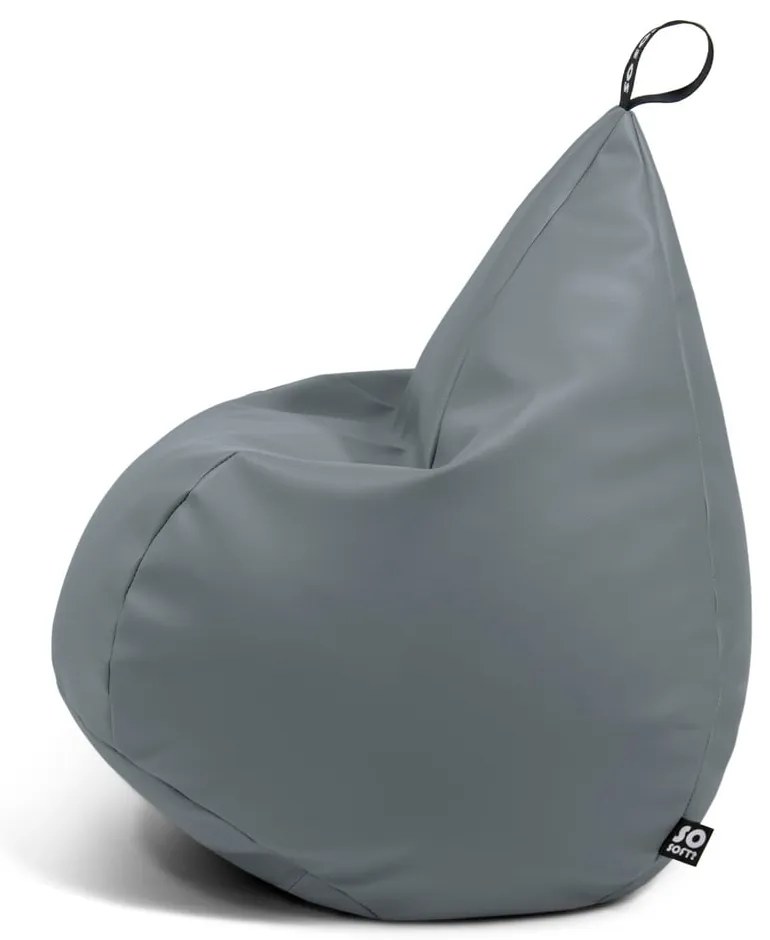 Fekete bőrutánzat babzsákfotel Drop L – So Soft?