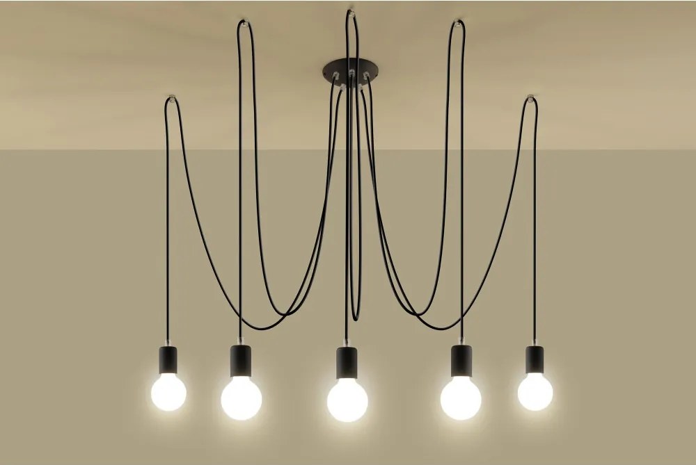 SOLLUX SL-0371 EDISON Többágú Függesztett Lámpa Fekete E27 IP20