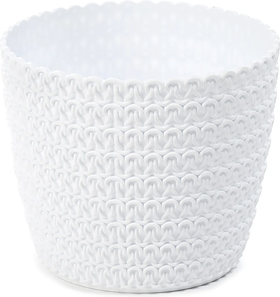 Virágtartó fedő fonott fehér D 30 cm H 26 cm