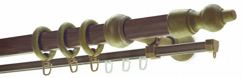 Fa végzárós rúd karnis levél zöld tölgy 300 cm