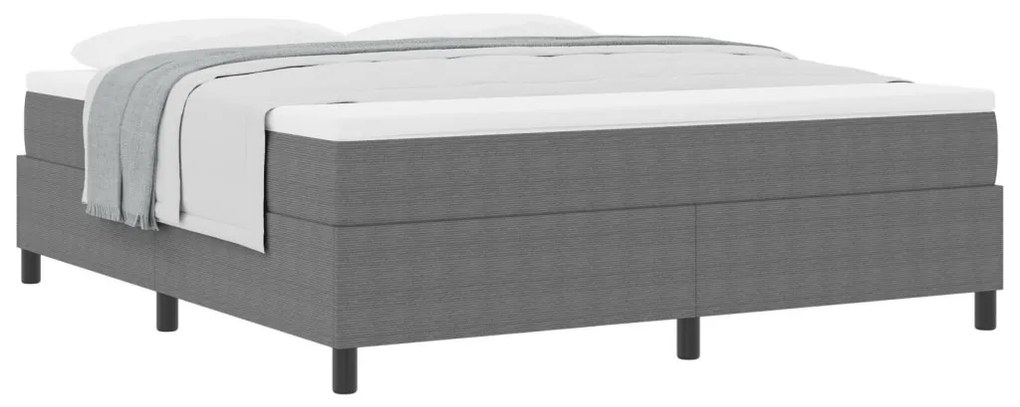 Boxspring Ágy Matraccal Világosszürke Super King Kordbársony