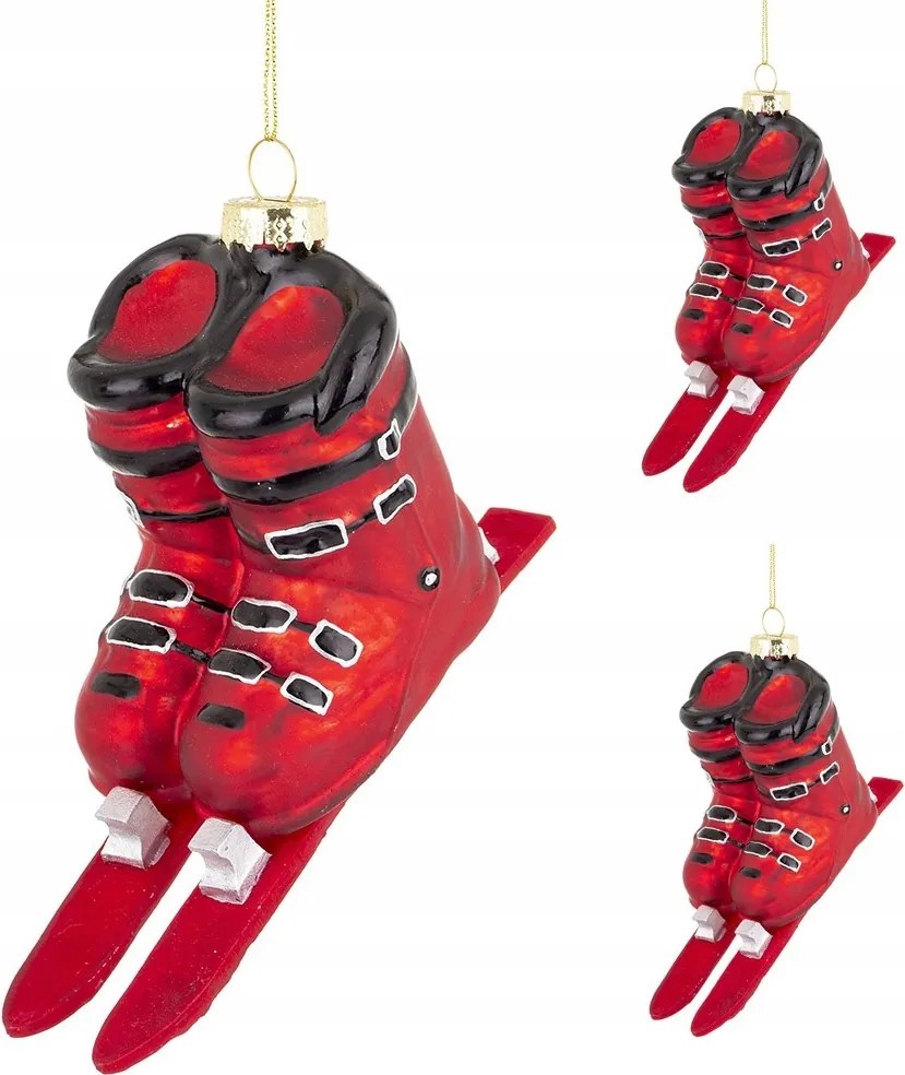 Karácsonyfa Bombák Sícipő Kpl 2db Piros Fekete