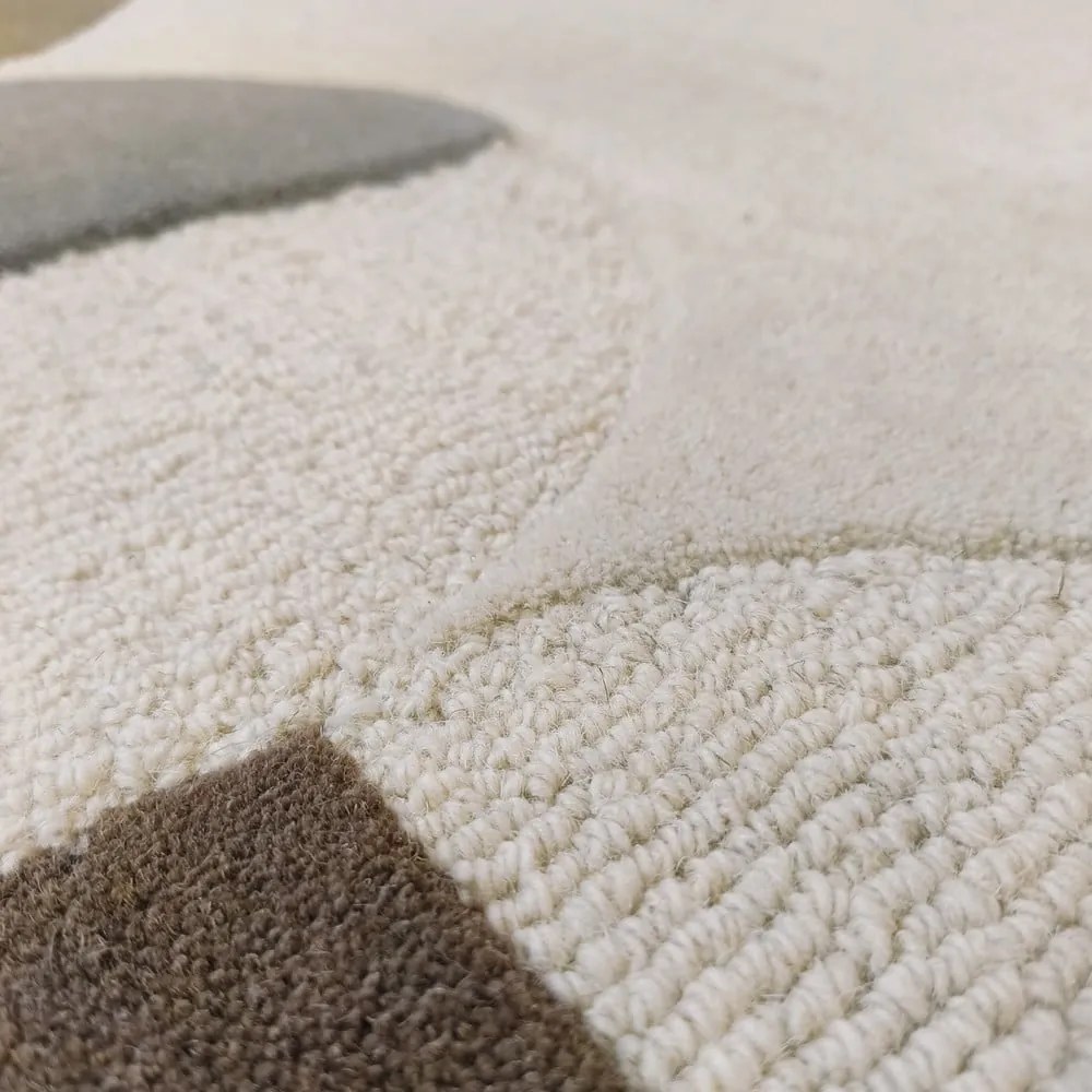 Szürkésbézs kézi szövésű gyapjú szőnyeg 160x230 cm Mia Scallop Frame – Flair Rugs