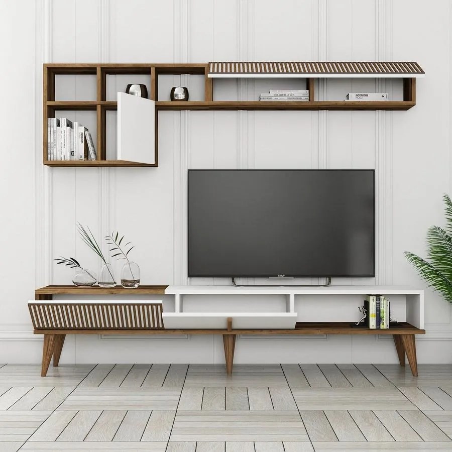 TV szekrény Milan TV - Diós, Fehér