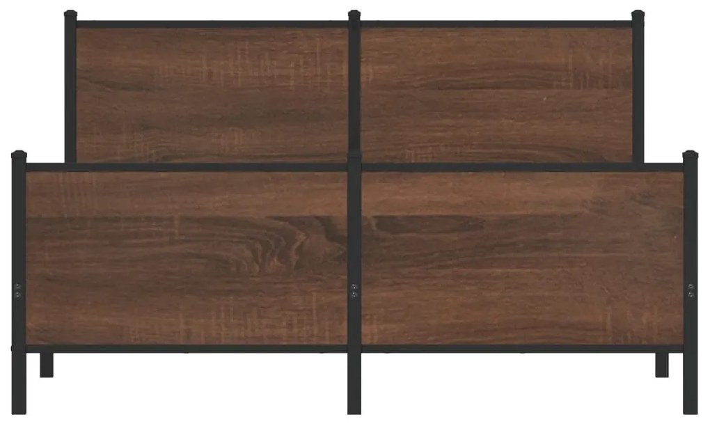 barna tölgy színű fém ágykeret matrac nélkül 150 x 200 cm