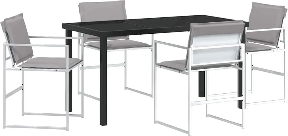 vidaXL Kert étkező szett 5 pcs Fehér Porszórt acél