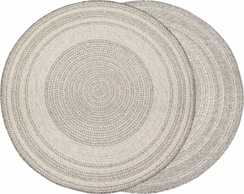 Kerek Szőnyeg Kétoldalas Kültéri Tartós Szürke Teraszra Erkély Átm. 160 cm