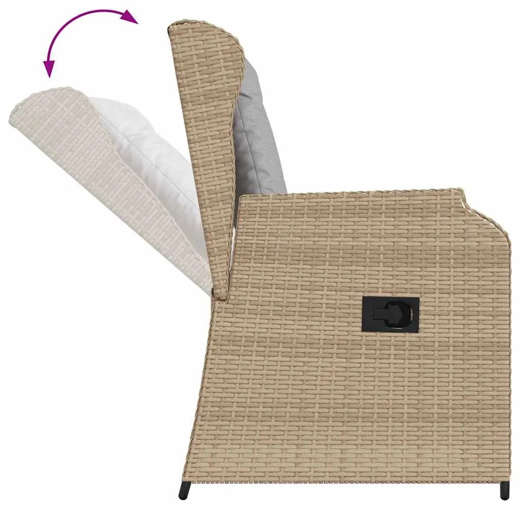 Kerti pad párnával 2 pcs Bézs Poli rattan