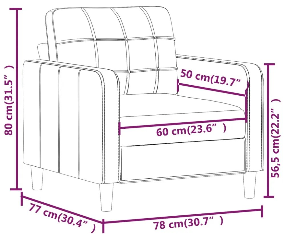 fekete műbőr kanapéfotel 60 cm