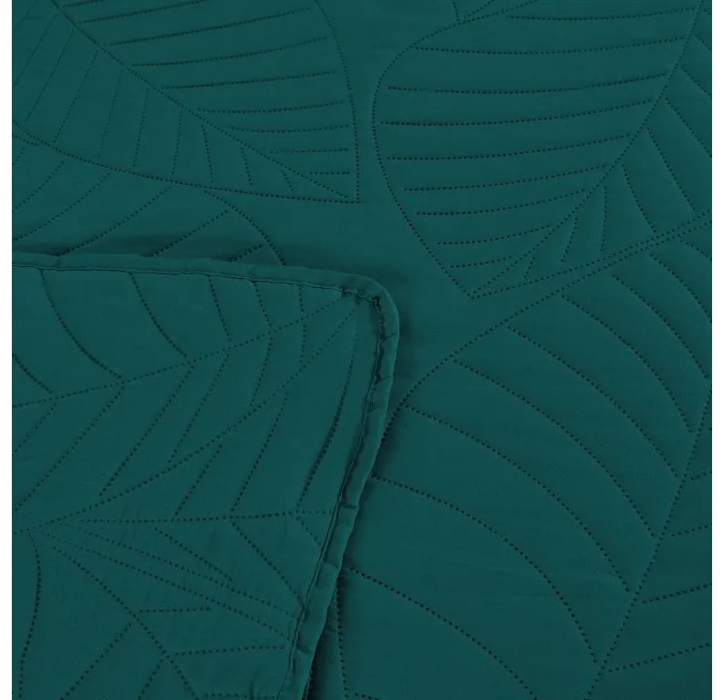 Türkiz ágytakaró levél mintával LEAVES Méret: 170 x 210 cm