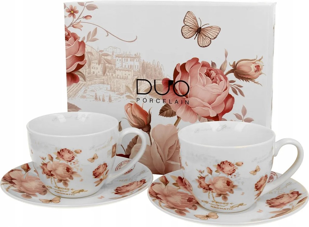 Elegáns csészealj szett Szecesszió 2 db 270 ml dobozban