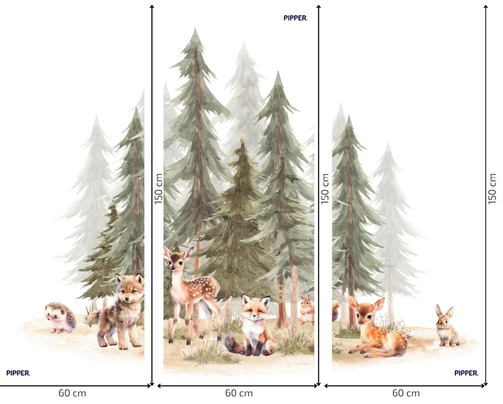 PIPPER. Textil falmatrica "Erdő állatokkal 3" Méret: 72x60cm