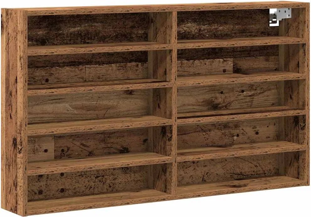 vidaXL Kiállító szekrény polcokkal Öreg fa 100 x 15 x 58 cm Faanyag