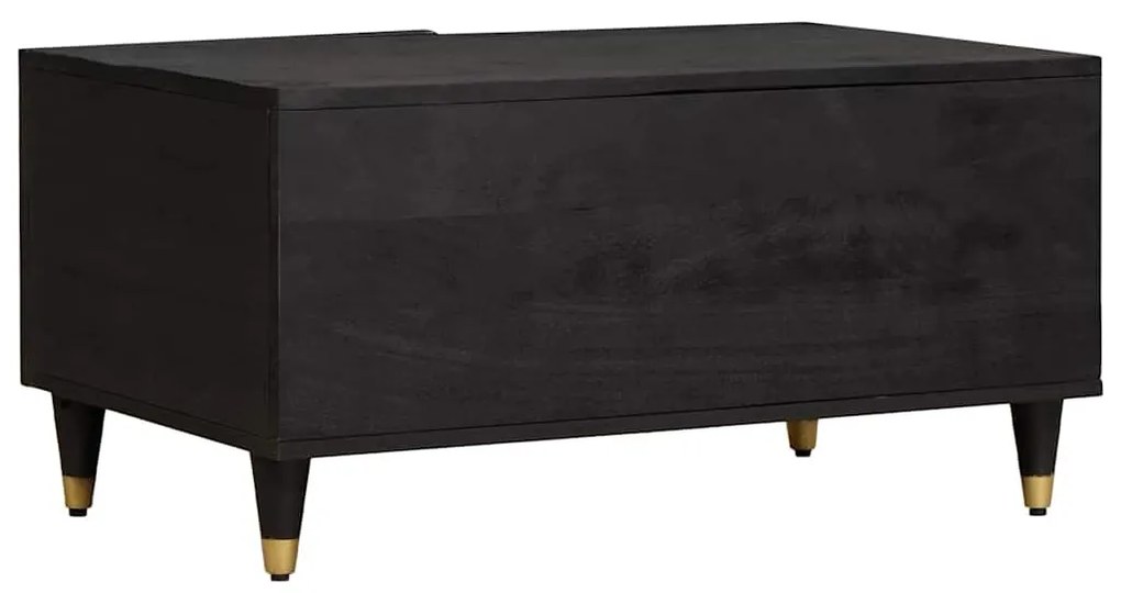 vidaXL Dohányzóasztal Fekete 80 x 50 x 40 cm Tömör Mangófát