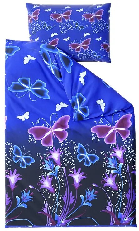 Pamut ágynemű VIOLET BUTTERFLY sötétkék Ágyneműhuzat mérete: 70 x 90 cm | 140 x 200 cm