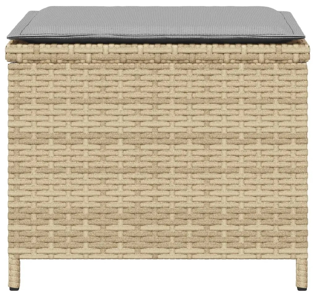 4 db vegyes bézs polyrattan kerti szék párnával 40x40x35 cm