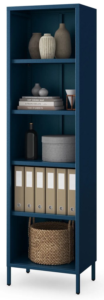 Könyvespolc MARIO, 500 x 1800 x 350 mm, Modern: sötétkék
