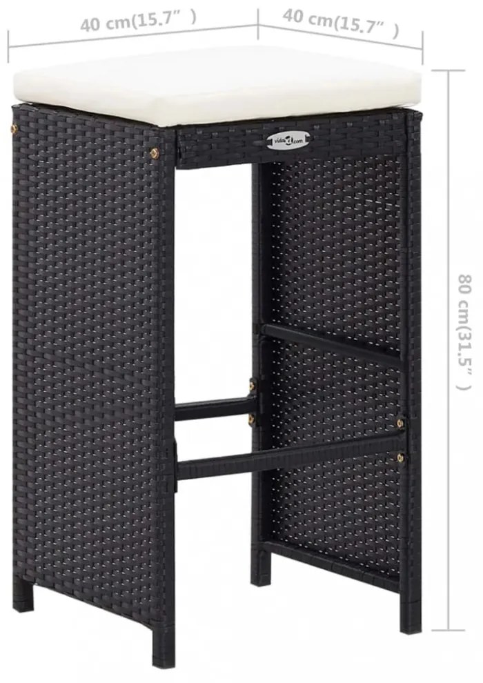 9-részes fekete kültéri polyrattan bárszett