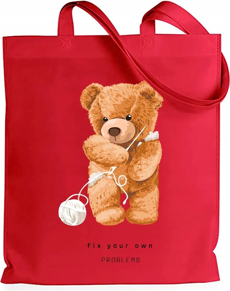 Shopper Bevásárlótáska Piros Plüss mackó Fix own Probléma Minták