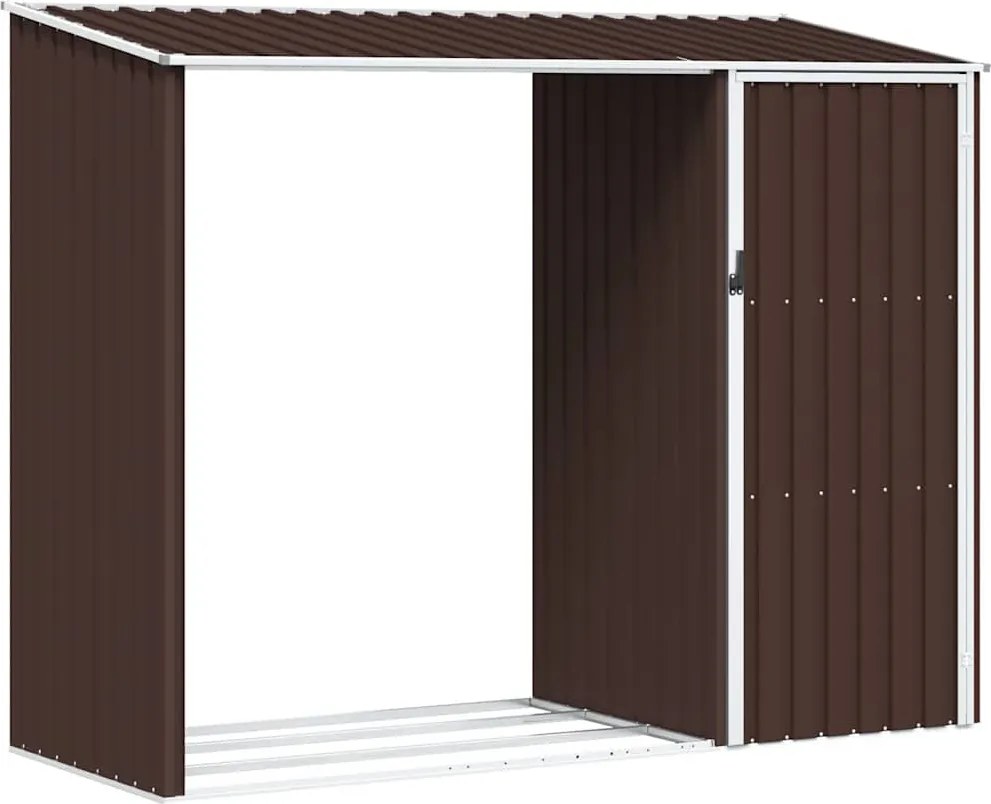 vidaXL barna horganyzott acél kerti tűzifatároló 245 x 98 x 159 cm