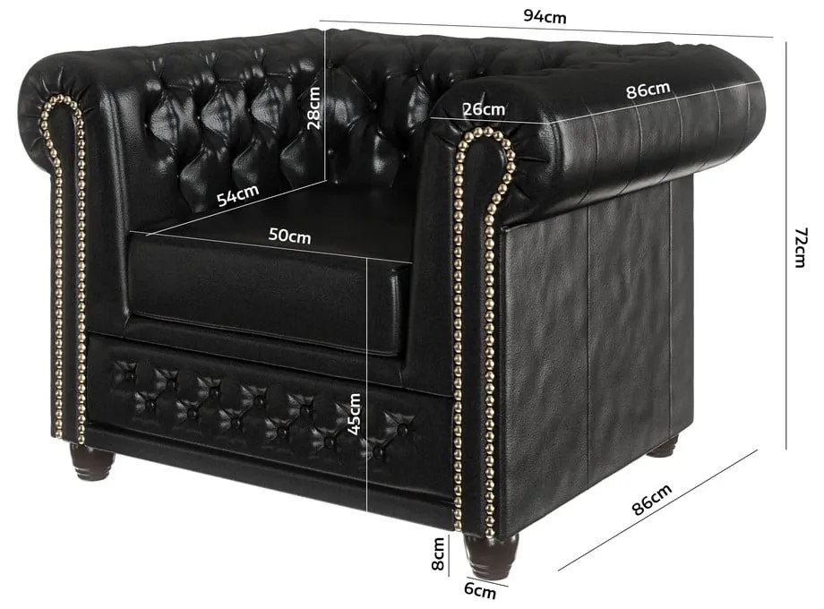 Fekete bőrutánzat fotel York – Ropez