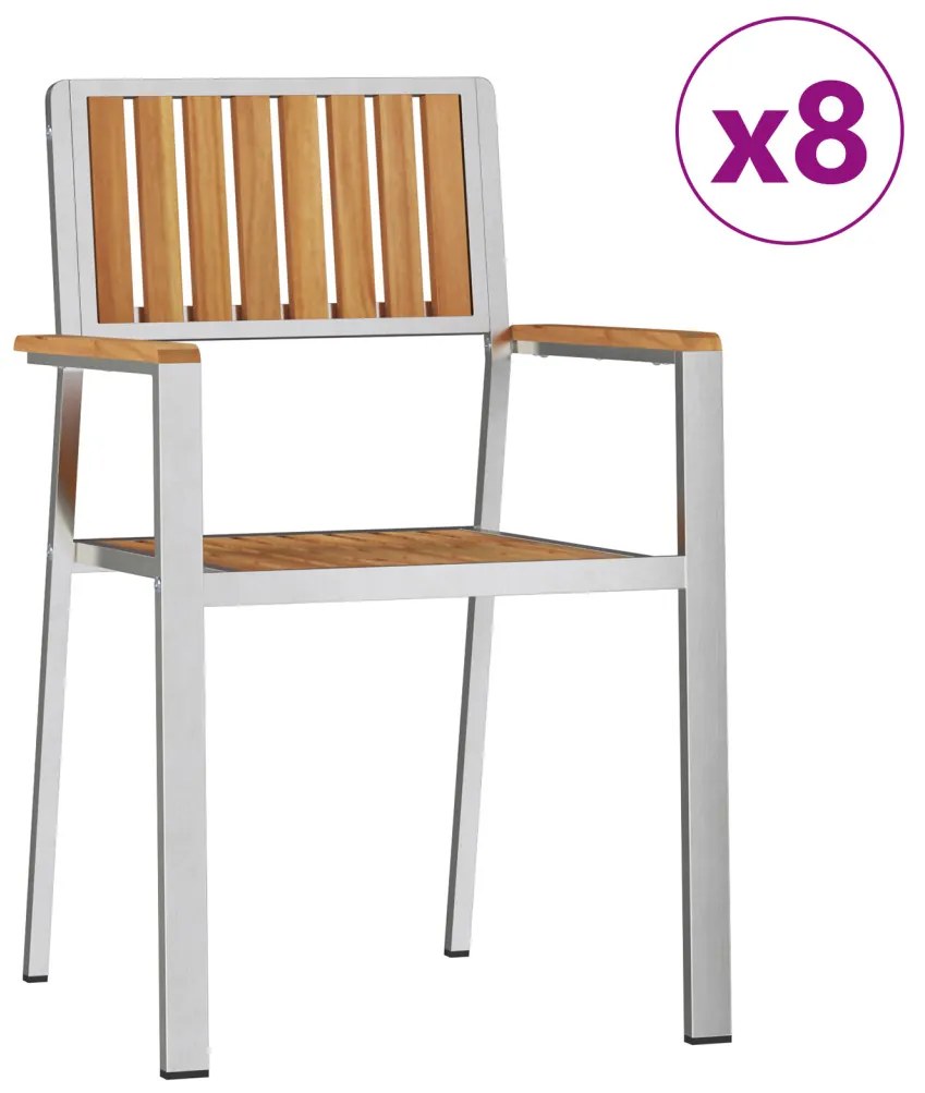 Összecsukható Kerti Székek 8 db 54.5x56x87 cm Tömör Teakfából