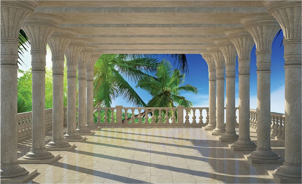 Fotótapéta Oszlop pálmafák Trópusi tenger Pihenés a szobában 300x210 +ragasztó