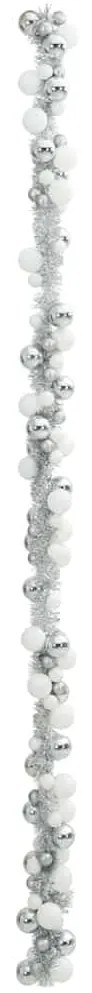 Karácsonyi gömb girland Fehér és Ezüst 186 cm Polisztirol