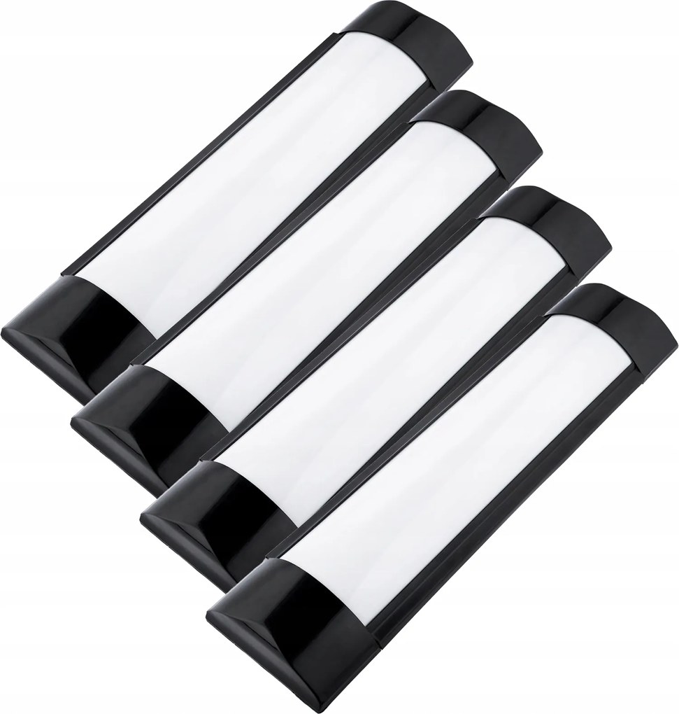 4x Led lámpa Panel Falra szerelhető lámpatest Gerenda Fekete 30cm 9W 6500K Hideg szín