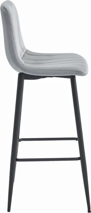 Világosszürke bárszék POZZA VELVET fekete lábakkal