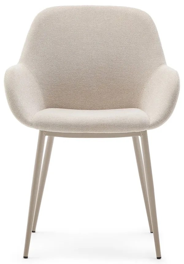 Krémszínű kárpitozott étkezőfotel Konna – Kave Home
