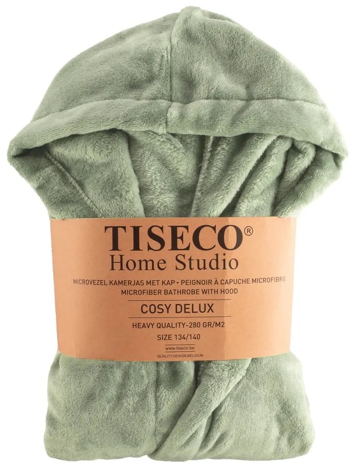 Zöld mikroplüss gyerek fürdőköpeny, 122-128 Delux – Tiseco Home Studio