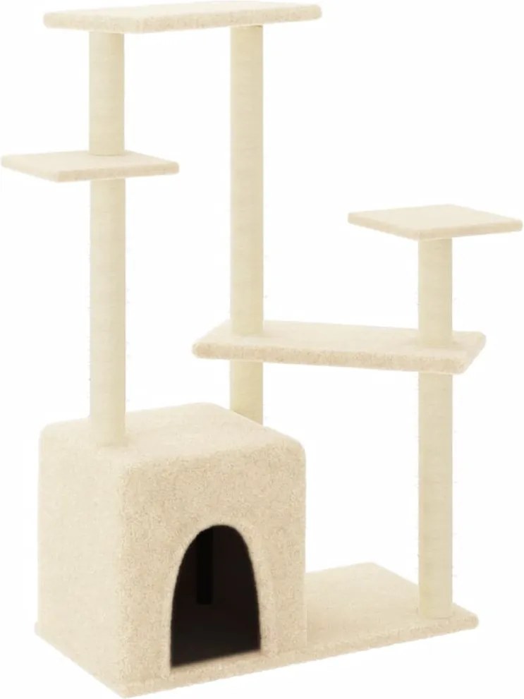 vidaXL krémszínű macskabútor szizál kaparófákkal 107,5 cm