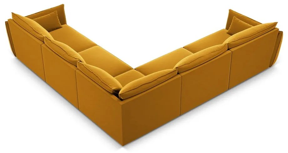 Mustársárga bársony sarokkanapé Vanda – Mazzini Sofas