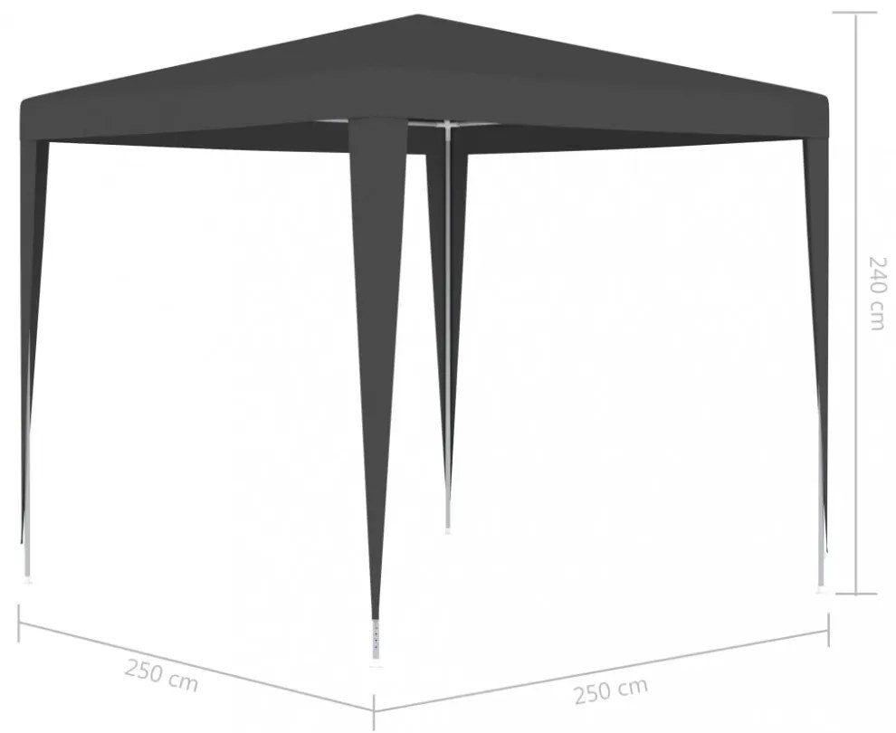 antracitszürke rendezvénysátor 2,5 x 2,5 m 90 g/m²