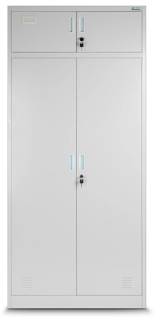 Fém öltözőszekrény BORYS, 900 x 1850 x 500 mm, szürke