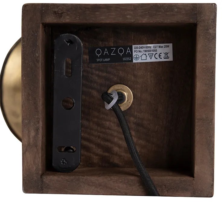 Okos mennyezeti spotlámpa bronz színben, fával, 18 cm, WiFi A60-nal - Mangoes