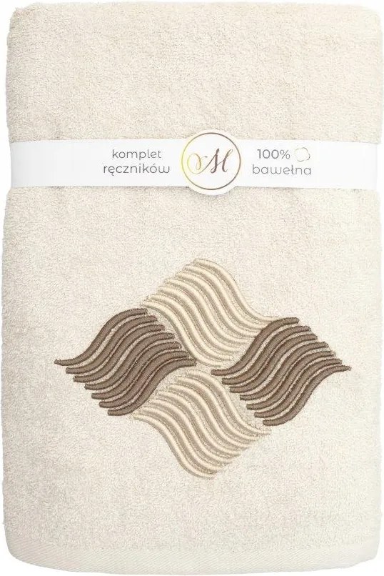 Maribella pamut törölköző szett 3 db-os Hullámok krémszínű