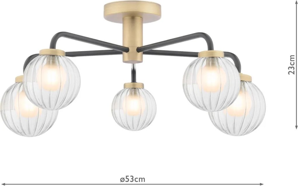 Dar Lighting modern mennyezeti lámpa gibbs antik sárgaréz matt fekete dargib5454