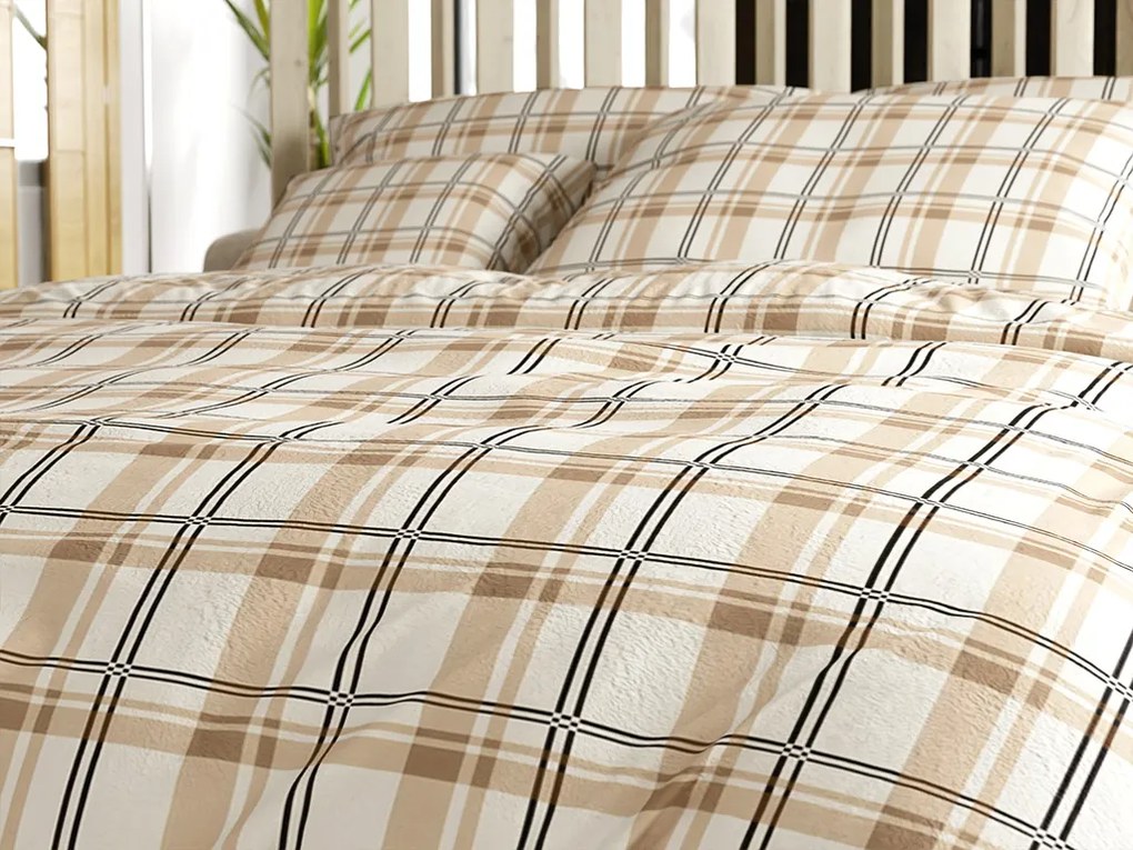 Mikroplüss ágynemű PLAID krém Ágyneműhuzat mérete: 2 db 70 x 90 cm | 200 x 220 cm