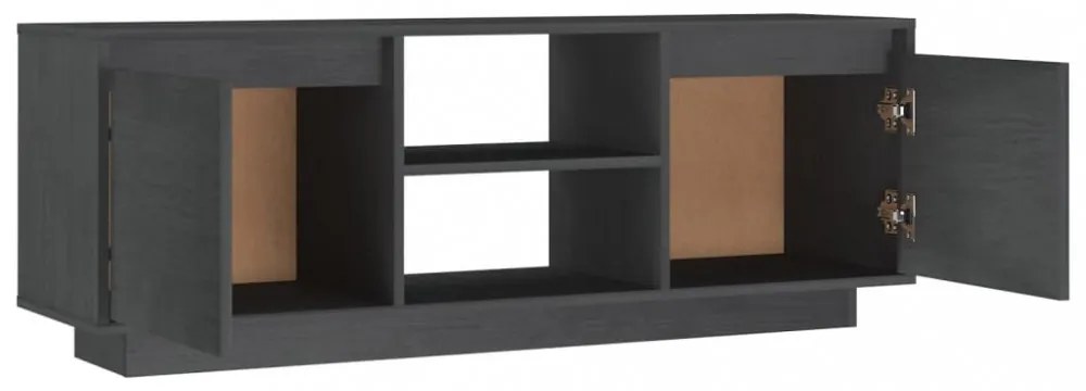 szürke tömör fenyőfa TV-szekrény 110 x 30 x 40 cm