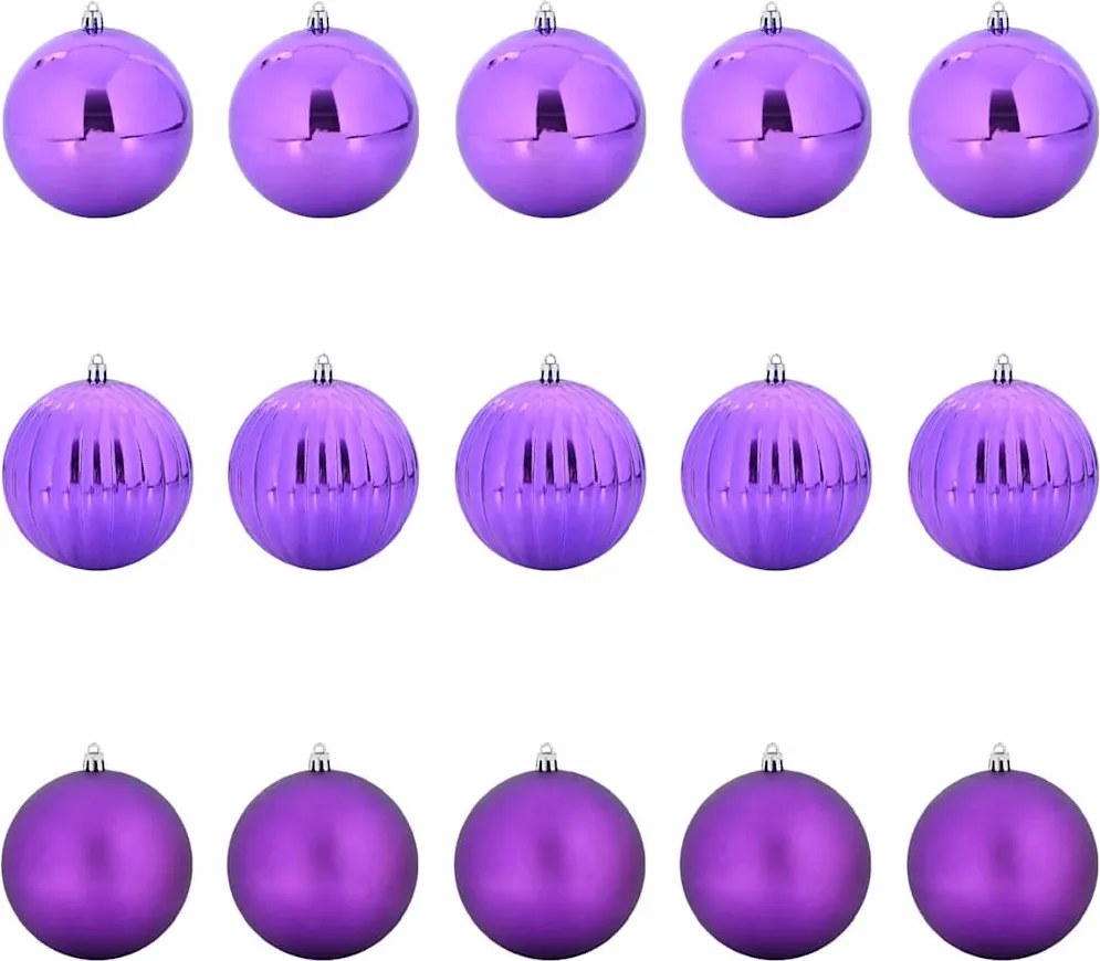 vidaXL Karácsonyi Díszszett XL 15 pcs Lila Műanyag