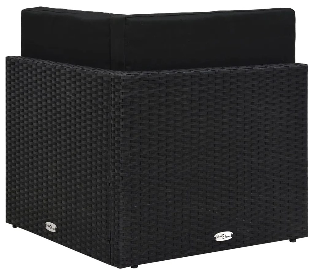 fekete polyrattan sarokkanapé-elem