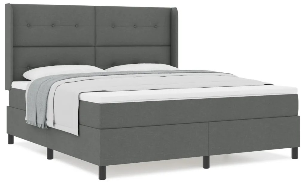 Boxspring Ágy Matracos Sötétszürke 180x200 cm Szövet