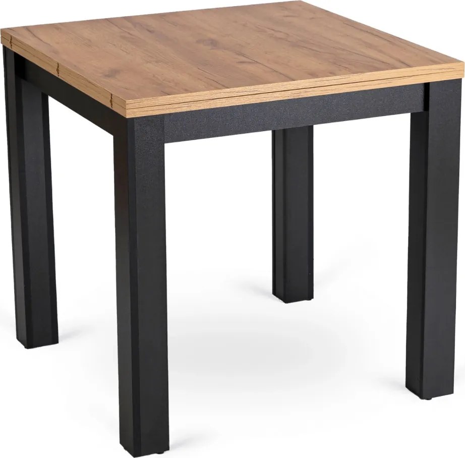 szett étkezőasztal MAX 80-160 cm craft tölgy/fekete és 6 szék PERU fekete
