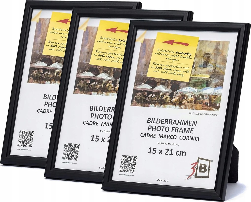 3 x Képkeret 15x21cm Fekete Szín