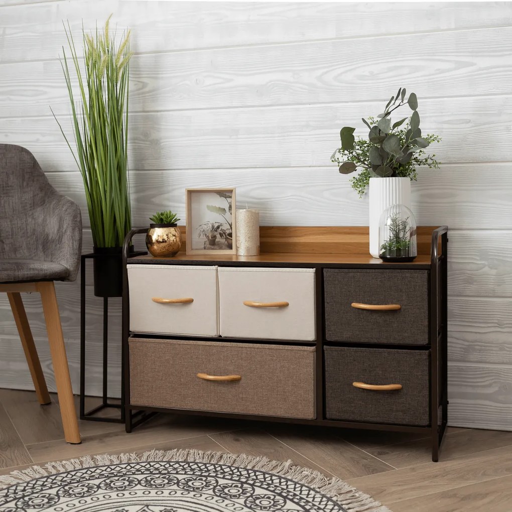 HAZEL TYP 4 szekrény szövet fiókokkal, barna, S