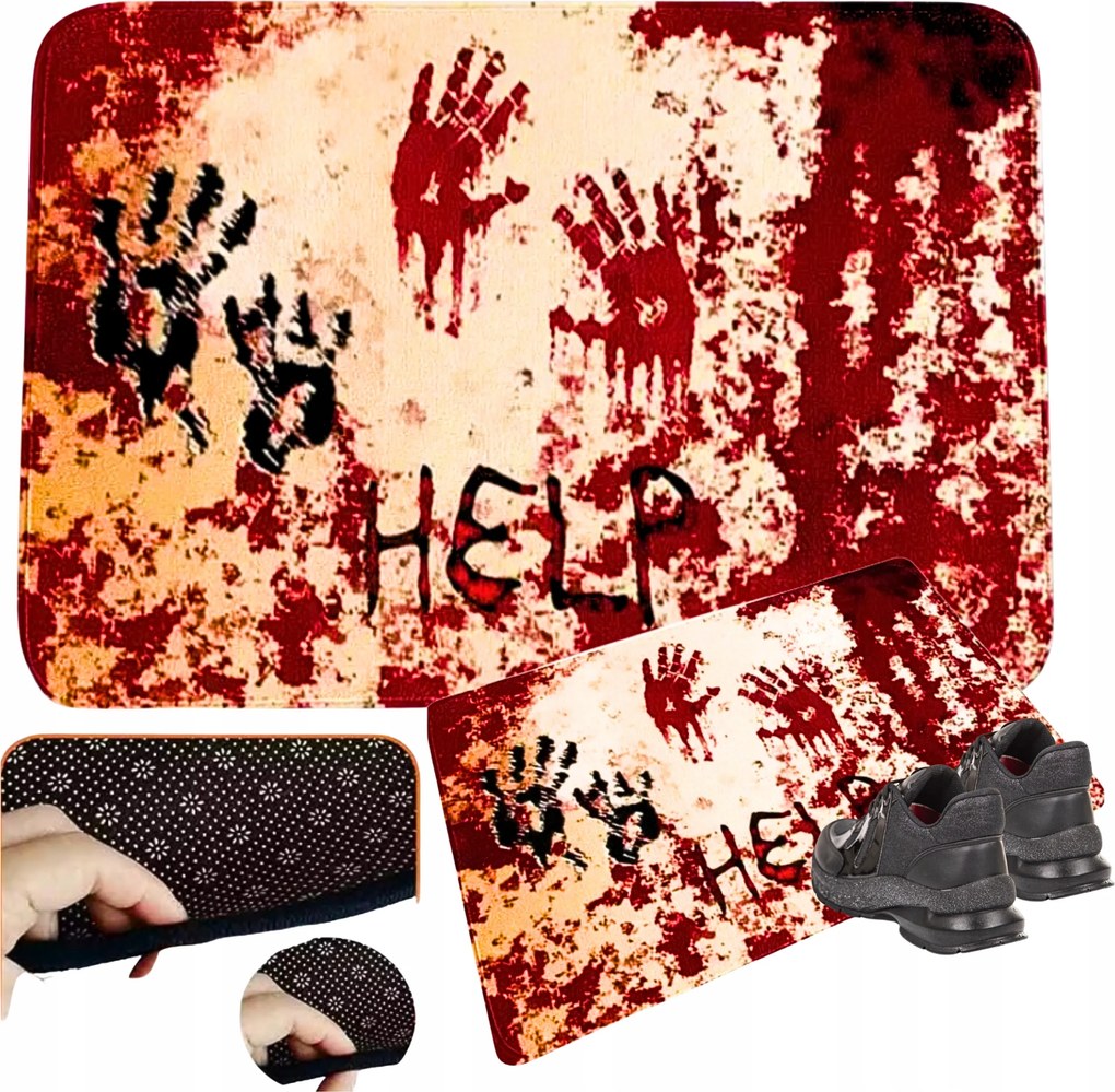 Lábtörlő Halloween Dekoratív Ajtószőnyeg Horror Help 40x60cm