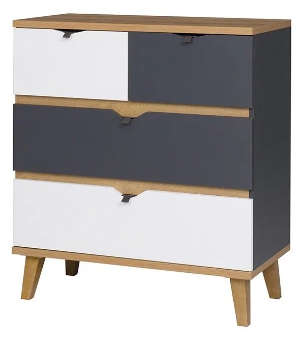 Komód Thalia TM05 K4SZ (arany tölgy + grafit + fehér) . 1058334