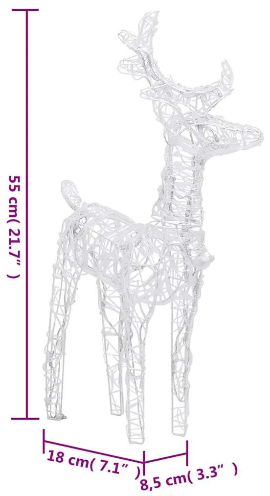 2 db akril karácsonyi rénszarvas 80 kék LED-del